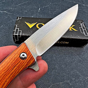 ORCHARD: Sandalwood Handles, 9Cr18MoV Drop Point Blade,  Ball Bearing Flipper System