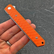 Load image into Gallery viewer, RONIN:  8Cr13MoV Straight Back Blade, Orange G10 Handles,  Ball Bearing Flipper System