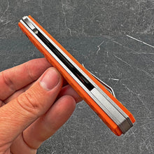 Load image into Gallery viewer, RONIN:  8Cr13MoV Straight Back Blade, Orange G10 Handles,  Ball Bearing Flipper System