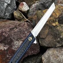 Load image into Gallery viewer, FENNEC - Blue Carbon Fiber Handles, D2 Tanto Blade