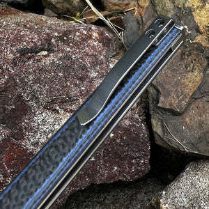 FENNEC - Blue Carbon Fiber Handles, D2 Tanto Blade