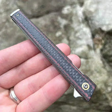 Load image into Gallery viewer, FENNEC: Brown Carbon Fiber Handles, D2 Tanto Blade, Slim Design, Ball Bearing Flipper System