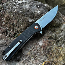 Load image into Gallery viewer, GYPSY: Black Micarta Handles, 8Cr13MoV Drop Point Blade, Ball Bearing Pivot System