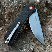 Load image into Gallery viewer, GYPSY: Black Micarta Handles, 8Cr13MoV Drop Point Blade, Ball Bearing Pivot System