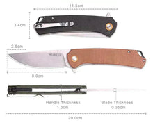 Load image into Gallery viewer, GYPSY: Black Micarta Handles, 8Cr13MoV Drop Point Blade, Ball Bearing Pivot System