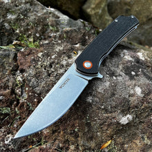 Load image into Gallery viewer, GYPSY: Black Micarta Handles, 8Cr13MoV Drop Point Blade, Ball Bearing Pivot System