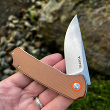 Load image into Gallery viewer, GYPSY: Brown Micarta Handles, 8Cr13MoV Drop Point Blade, Ball Bearing Pivot System