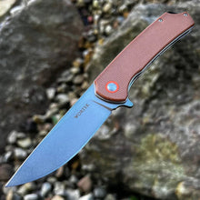 Load image into Gallery viewer, GYPSY: Brown Micarta Handles, 8Cr13MoV Drop Point Blade, Ball Bearing Pivot System