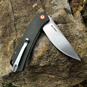 GYPSY: Green Micarta Handles, 8Cr13MoV Drop Point Blade, Ball Bearing Pivot System