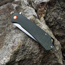 Load image into Gallery viewer, GYPSY: Green Micarta Handles, 8Cr13MoV Drop Point Blade, Ball Bearing Pivot System