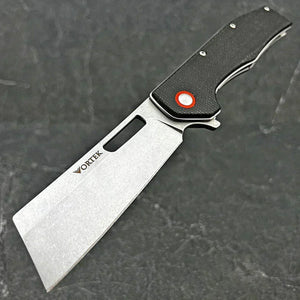 GALLANT: Black Micarta Handles, 8Cr13MoV Cleaver Blade, Ball Bearing Flipper System