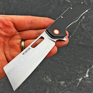 GALLANT: Black Micarta Handles, 8Cr13MoV Cleaver Blade, Ball Bearing Flipper System