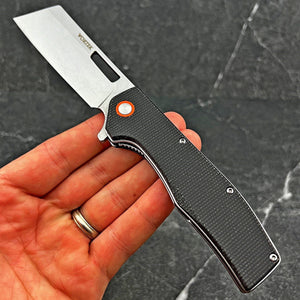 GALLANT: Black Micarta Handles, 8Cr13MoV Cleaver Blade, Ball Bearing Flipper System