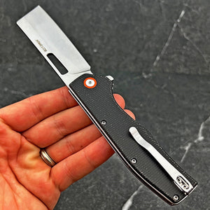 GALLANT: Black Micarta Handles, 8Cr13MoV Cleaver Blade, Ball Bearing Flipper System