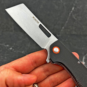 GALLANT: Black Micarta Handles, 8Cr13MoV Cleaver Blade, Ball Bearing Flipper System