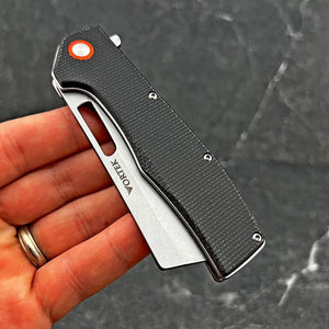 GALLANT: Black Micarta Handles, 8Cr13MoV Cleaver Blade, Ball Bearing Flipper System