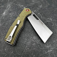 Load image into Gallery viewer, GALLANT: Brown Micarta Handles, 8Cr13MoV Cleaver Blade, Ball Bearing Flipper System