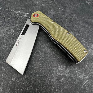 GALLANT: Brown Micarta Handles, 8Cr13MoV Cleaver Blade, Ball Bearing Flipper System