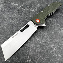 Load image into Gallery viewer, GALLANT: Green Micarta Handles, 8Cr13MoV Cleaver Blade, Ball Bearing Flipper System