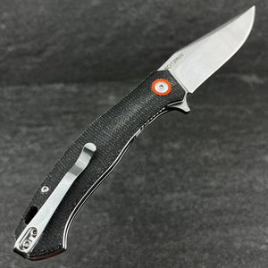 DRIFTER: Black Micarta Handles, 8Cr13MoV Drop Point Blade, Ball Bearing Flipper System