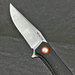 DRIFTER: Black Micarta Handles, 8Cr13MoV Drop Point Blade, Ball Bearing Flipper System