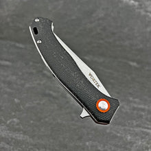 Load image into Gallery viewer, DRIFTER: Black Micarta Handles, 8Cr13MoV Drop Point Blade, Ball Bearing Flipper System