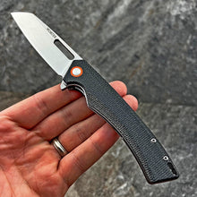 Load image into Gallery viewer, WAYFARER: Black Micarta Handles, 8Cr13MoV Warncliffe Blade, Ball Bearing Pivot System