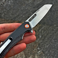 Load image into Gallery viewer, WAYFARER: Black Micarta Handles, 8Cr13MoV Warncliffe Blade, Ball Bearing Pivot System