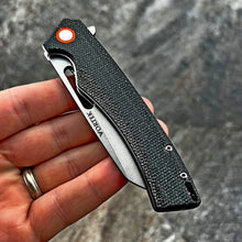 Load image into Gallery viewer, WAYFARER: Black Micarta Handles, 8Cr13MoV Warncliffe Blade, Ball Bearing Pivot System