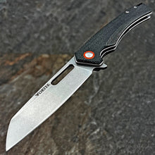 Load image into Gallery viewer, WAYFARER: Black Micarta Handles, 8Cr13MoV Warncliffe Blade, Ball Bearing Pivot System