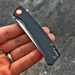 NIMBLE: Black Micarta Handles, 8Cr13MoV Straight Back Blade, Ball Bearing Pivot System