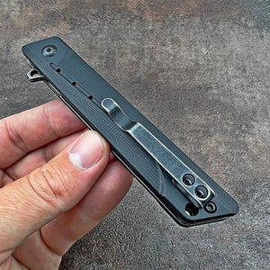 TANGO: Black G10 Handles, 8Cr13MoV Tanto Blade, Ball Bearing Pivot System Folding Pocket Knife