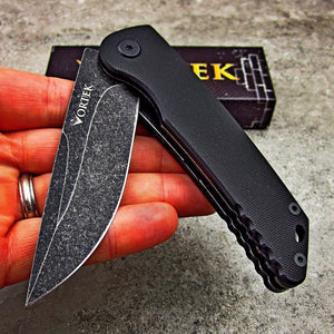 OUTLANDER - Black G10 Handles, Stonewashed 8Cr13MoV Blade