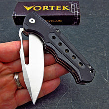 Load image into Gallery viewer, BIGEYE: 8Cr13MoV Drop Point Blade, Black G10 Handles, Ball Bearing Flipper System, EDC Folding Pocket Knife