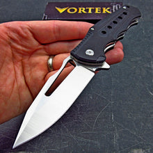 Load image into Gallery viewer, BIGEYE: 8Cr13MoV Drop Point Blade, Black G10 Handles, Ball Bearing Flipper System, EDC Folding Pocket Knife