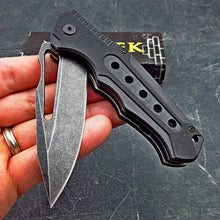 Load image into Gallery viewer, BIGEYE: Stonewashed 8Cr13MoV Drop Point Blade, Black G10 Handles, Ball Bearing Flipper System, EDC Folding Pocket Knife