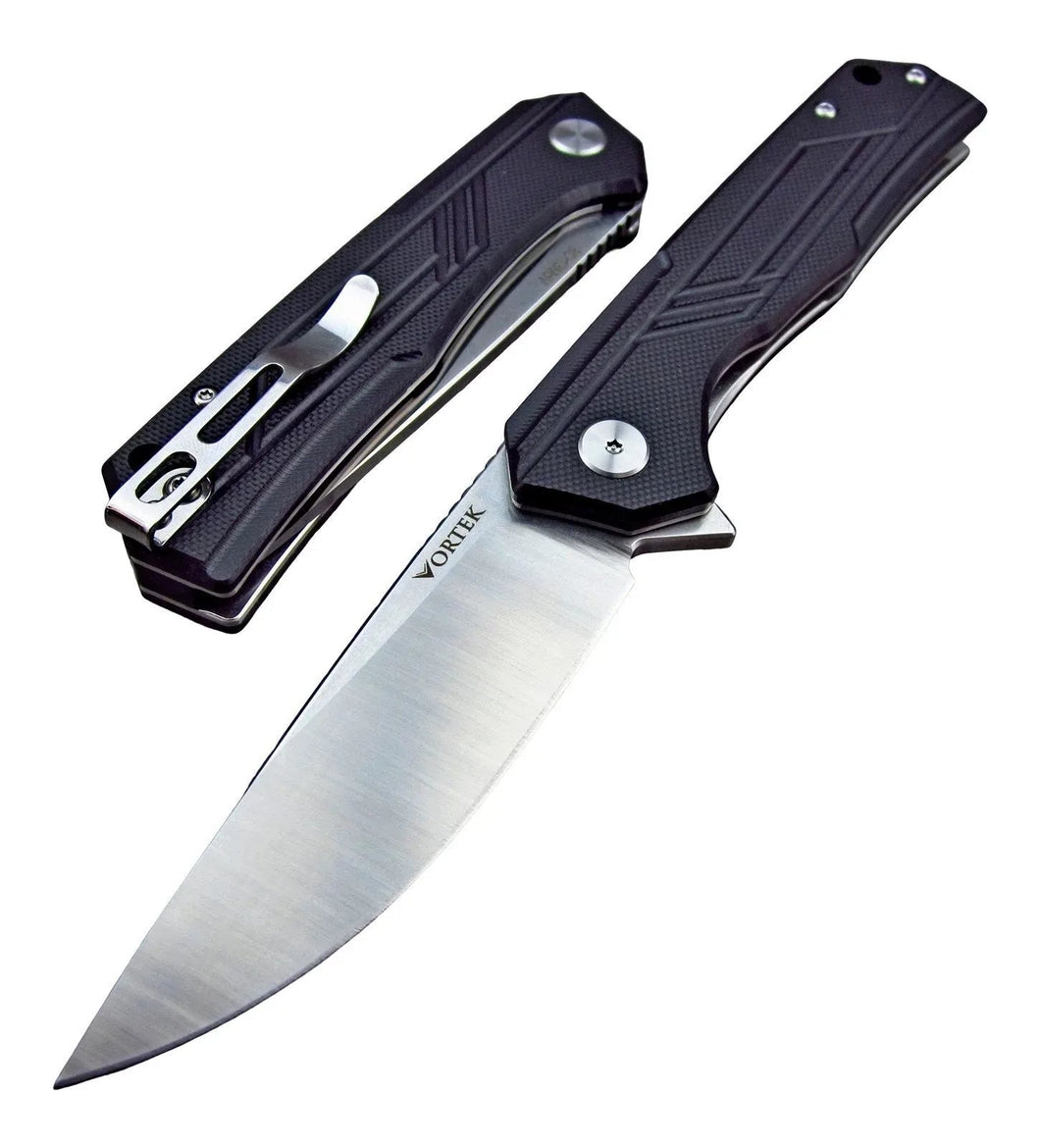 ALPINE: Black G10 Handles, 8Cr13MoV Blade, Ball Bearing Pivot System Flipper