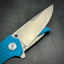 Load image into Gallery viewer, CORAL:  Blue Fiberglass Handles, 9Cr18MoV Drop Point Blade, Ball Bearing Pivot System