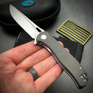 SLINGER:  Black Micarta Handles,  D2 Blade,  Fast Ball Bearing Pivot System,  EDC Folding Pocket Knife