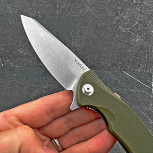 BRIGADE: Large D2 Blade, Green G10 Handles, Tactical EDC Knife