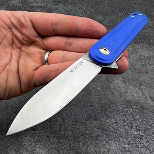 CRICKET: Small, Slim, and Lightweight: D2 Blade, Blue G10 Handles