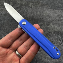 Load image into Gallery viewer, CRICKET: Small, Slim, and Lightweight: D2 Blade, Blue G10 Handles