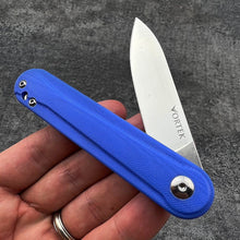 Load image into Gallery viewer, CRICKET: Small, Slim, and Lightweight: D2 Blade, Blue G10 Handles