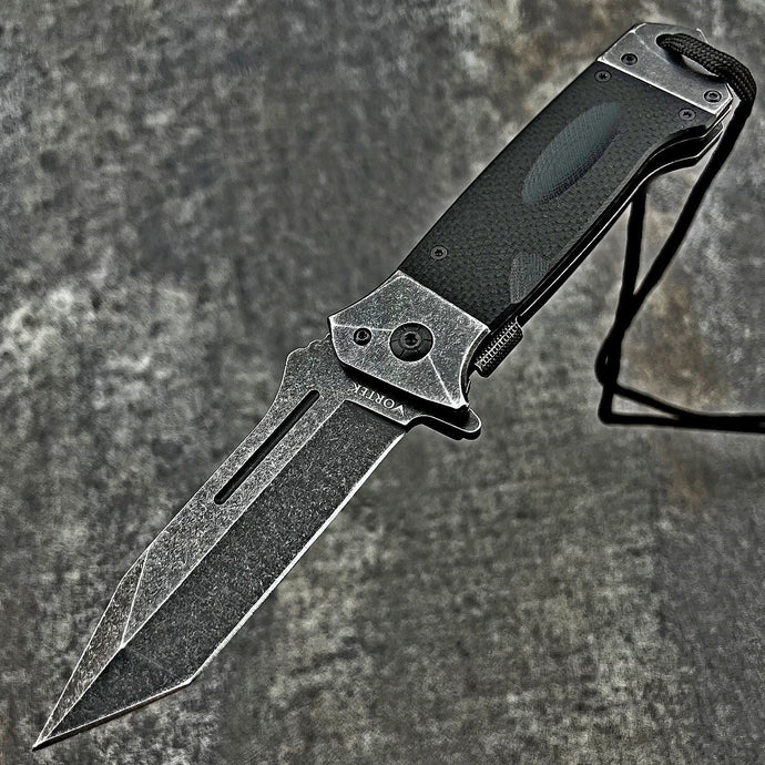VORTEK CALHOUN Black G10 Slim Low Profile Blade EDC Folding Flipper Pocket  Knife