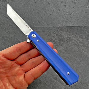 APACHE: Blue G10 Handles, 8Cr13MoV Tanto Blade