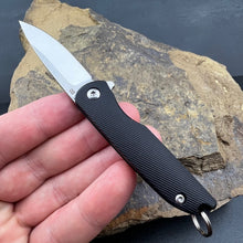 Load image into Gallery viewer, PIKA: Small Keychain Knife, D2 Flipper Blade, Black Handles