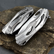 Load image into Gallery viewer, KRONOS:  Silver Stainless Steel Handles, D2 Blade, Frame Lock, Heavy Duty Design
