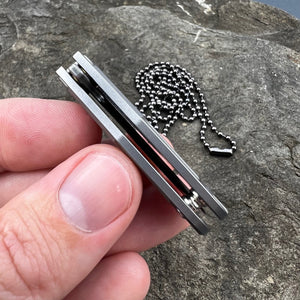 TINY-Ti:  Titanium Handles, Damascus Blade, Great Keychain or Necklace Knife