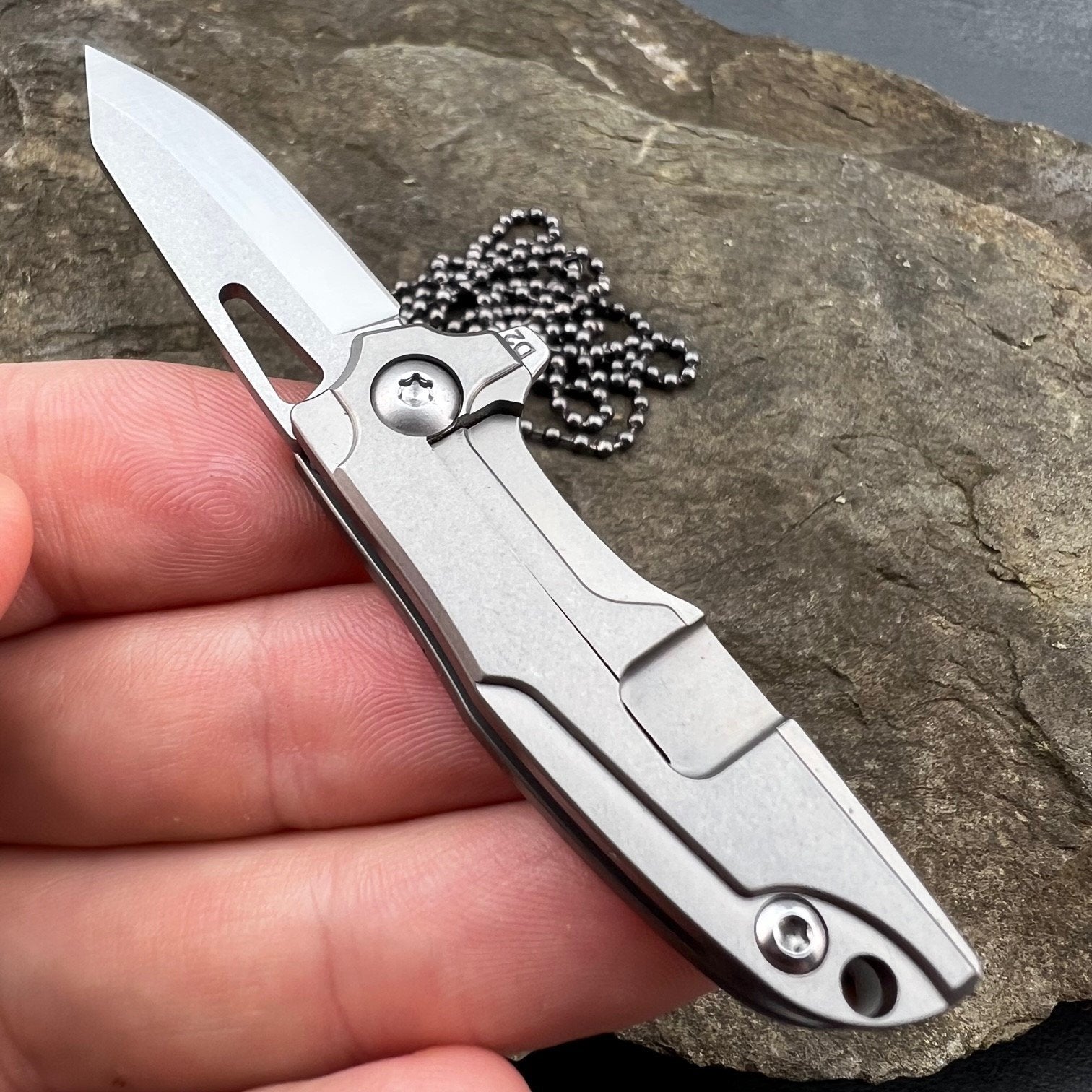 VORTEK TINY-Ti Titanium Handles D2 Blade Small Keychain Necklace Foldi