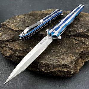 STINGER: Blue Steel Handles, D2 Steel Dagger Blade